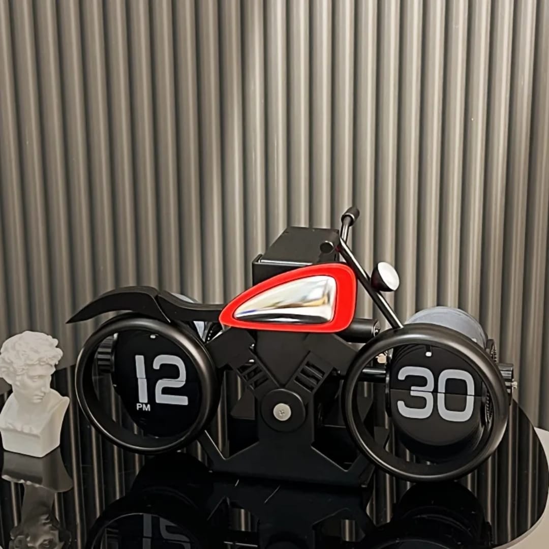Motorcycle Shape Flip Clock – Retro Desk Decoration