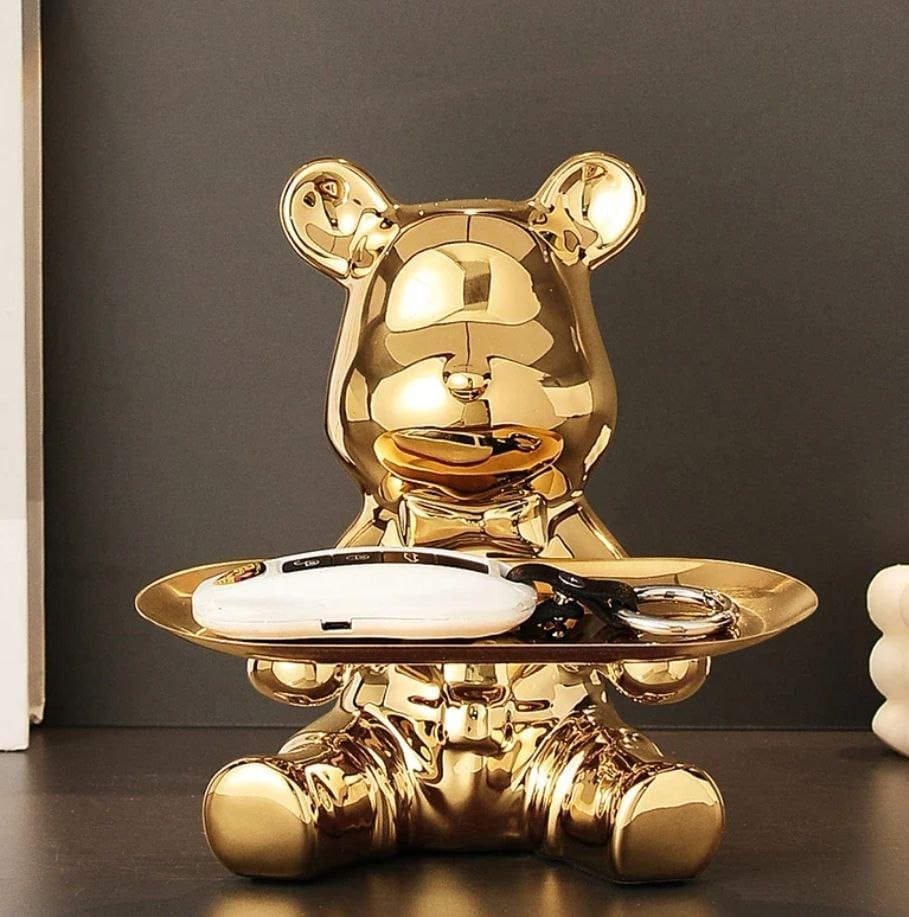 Golden Bear Tray – تمثال دب بحامل أنيق