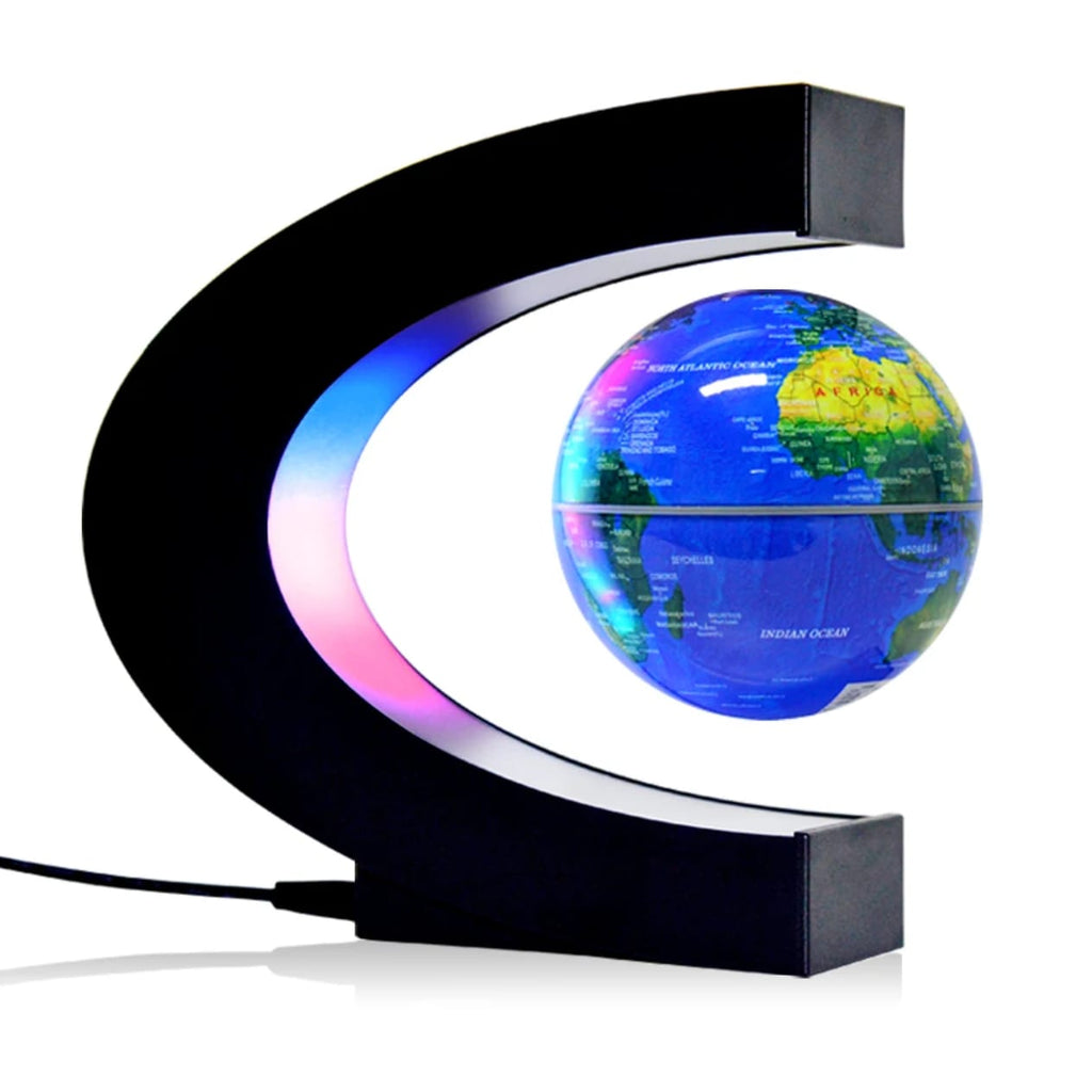 كرة أرضية عائمة مغناطيسيًا بإطار C وإضاءة LED RGB