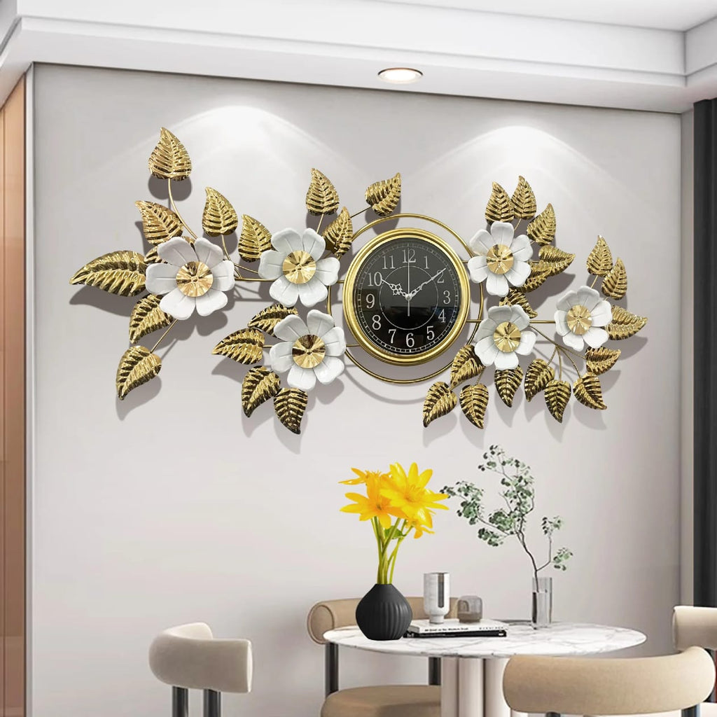 White Rose Wall Clock – Stainless 118×60cm