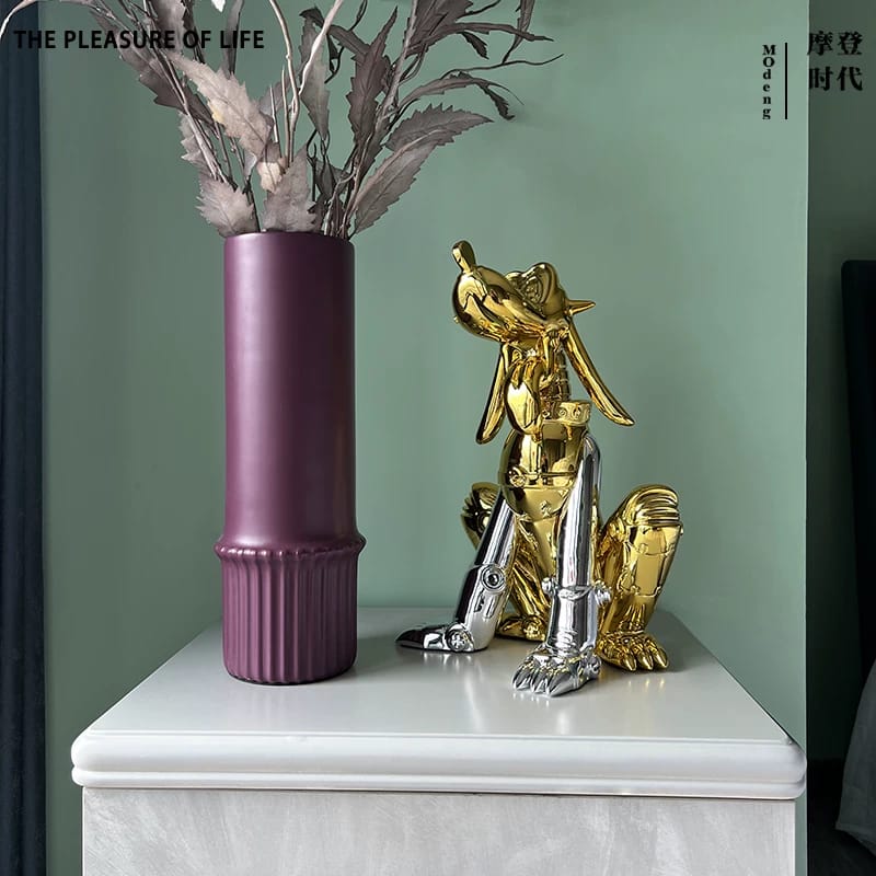 Large Modern Decorative Statue with Gold & Silver Metallic Finish – Luxury Contemporary Art Piece for Home & Interior Décor