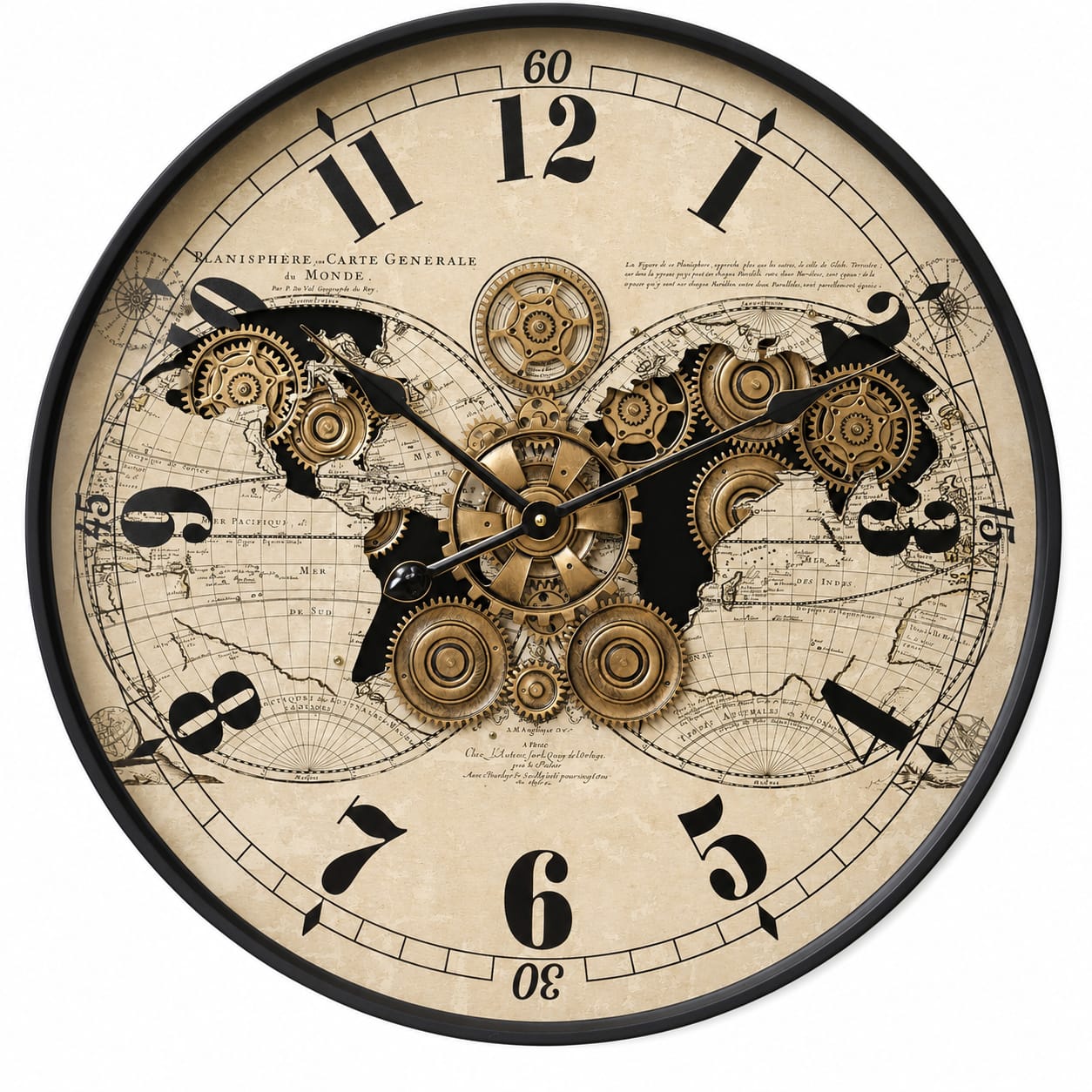 World Map Vintage Wall Clock