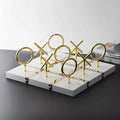 Decorative Tic Tac Toe Game Metal Gold with White Base Size 5 5 Inches