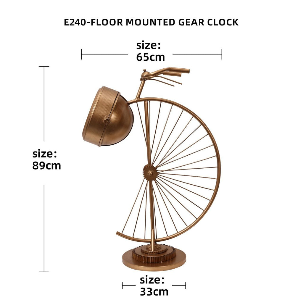 ساعة أرضية ديكور بتروس متحركة – Vintage Bicycle Gear Clock